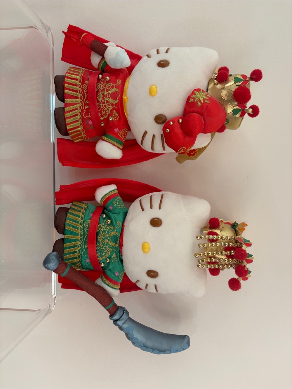 Hello Kitty Holiday Royal Pair in Red & Green with Gold Crowns
